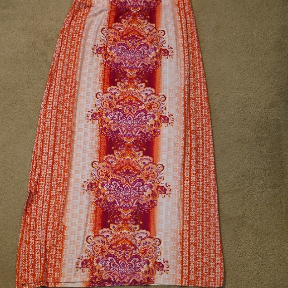 Cato Maxi Orange Pink Patterned Skirt Large - Picture 5 of 5